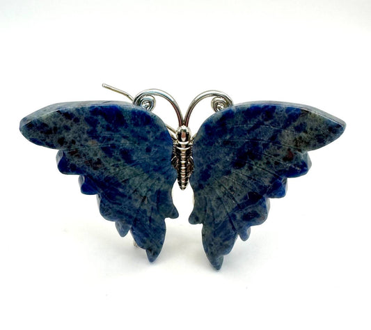 Sodalite butterfly front view white background